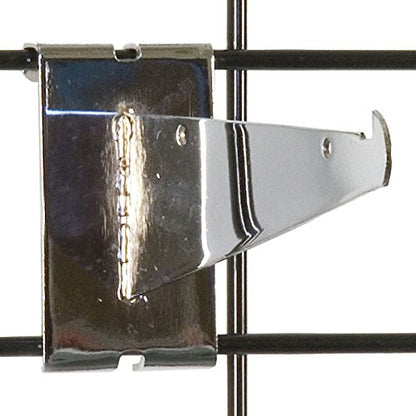 Gridwall Shelf Bracket in Chrome 6 Inches Long - Box of 8