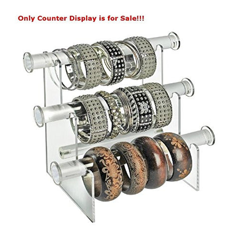 3 Tier Bracelet Counter Display in Clear 11.75 W X 6.5 D X 9.25 H Inches