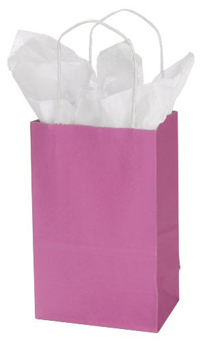 Pink Small Paper Shopping Bags 5.25 x 3.25 x 8.75 Inches - Count of 100