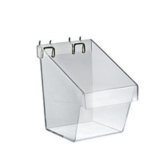 Plastic Display Buckets in Clear 5 W x 6 D x 7 H Inches with U Hooks - Pack of 4