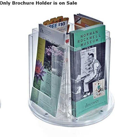 Revolving Brochure Holder in Clear 8 W X 1.25 D X 8.25 H Inches with 4 Pocket