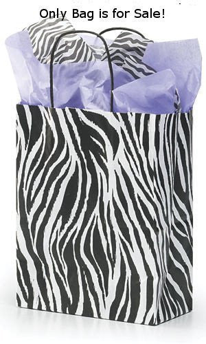 Zebra Skin Paper Shopping Bags 8 x 4.5 x 10.25 Inches - Pack of 100