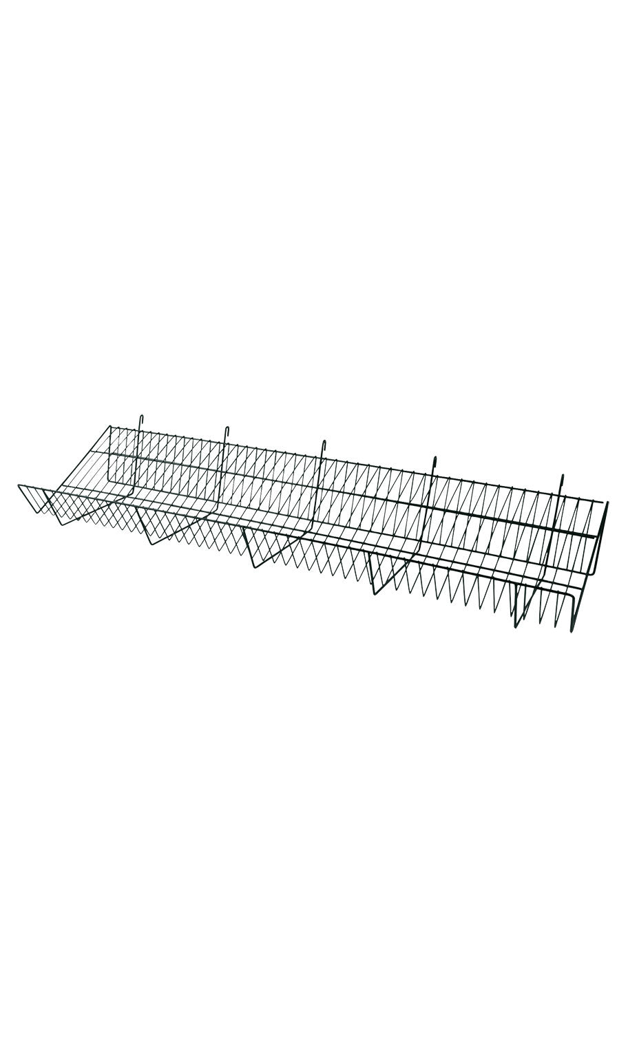 Downslope Shelf in Black 48 L x 12 D x 6.5 H Inches for Wire Grid - Lot of 6