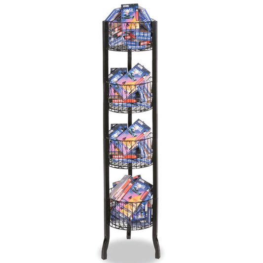 Black 4 Tier Round Wire Bin Dump Display 12 D x 54.25 H Inches