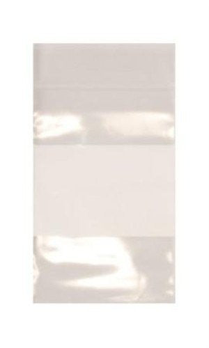 Resealable Plastic Bags in Clear 2 x 3 Inches with White Block - Box of 1000