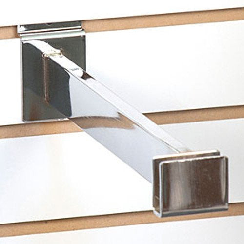 Hangrail Bracket in Chrome 12 Inches Long for Slatwall - Box of 10
