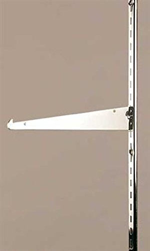 Metal Shelf Bracket in Chrome 14 Inches Long for 0.5 Inch Slot OC - Lot of 25