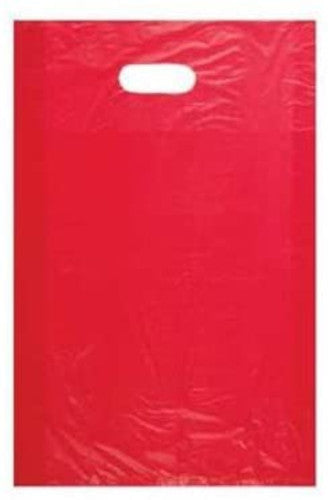 High Density Medium Merchandise Bags in Red 12 X 3 X 18 Inches - Case of 1000
