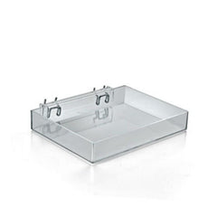 Plastic Open Tray in Clear 9.25 W X 7 D X 1.5 H Inches with Hooks - Box of 2