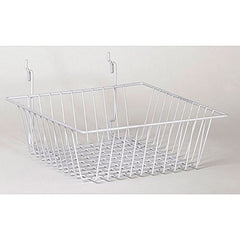 White Wire Basket 12 W X 12 D X 4 H Inches for Slatwall - Count of 8