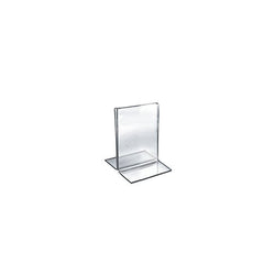 Double Foot 2 Side Sign Holders in Clear 3.5 W x 5 H Inches - Box of 10