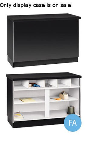 Metal Frame Service Counter in Black 48 L x 34 H x 24 D Inches with Shelves