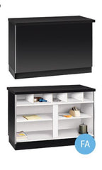 Metal Frame Service Counter in Black 48 L x 34 H x 24 D Inches with Shelves