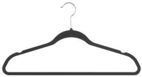Plastic Velvet Dress Hangers in Black 18 Inches Long - Case of 50