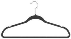 Plastic Velvet Dress Hangers in Black 18 Inches Long - Case of 50