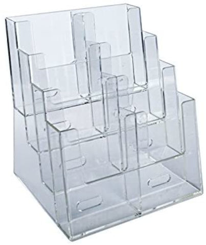 4 Tier Trifold Brochure Holder in Clear 9.25 W X 7 D X 13.25 H Inches
