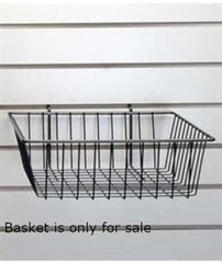 Wire Grid Basket in Black 12 x 12 x 4 Inches for Slatwall