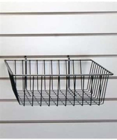 Wire Grid Basket in Black 12 x 12 x 4 Inches for Slatwall