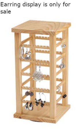 Natural Wood Earring Display 7.375 W x 7.375 D x 15.375 H Inches