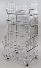 5 Tier Stacking Basket Display in Chrome 55 H X 25 W X 22 D Inches