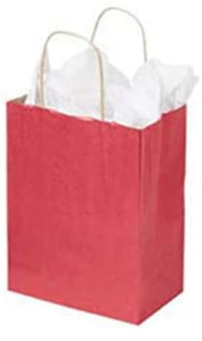 Red Paper Medium Shopping Bags 8 x 4.5 x 10.25 Inches - Case of 100