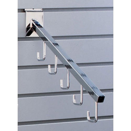 J Hook Waterfall Faceout in Chrome 16 Inches Long for Slatwall - Box of 25