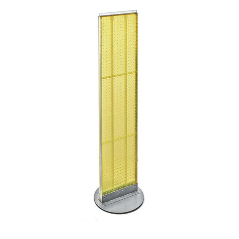 2 Side Revolving Pegboard Display Rack in Yellow 13.5 W x 60 H Inches
