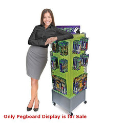 4 Sided Pegboard Tower Display in Clear 14 W x 40 H Inches On Metal Base
