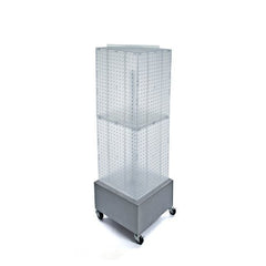 4 Sided Pegboard Tower Display in Clear 14 W x 40 H Inches On Metal Base