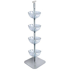 4 Tiered Bowl Floor Display in Clear 12 Inches Dia with Flat base