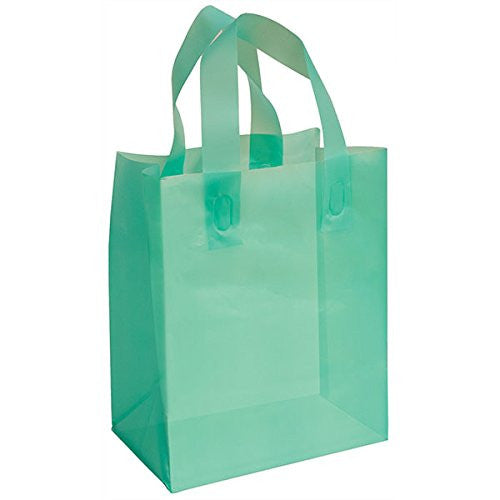 Plastic Frosted Bags in Aqua 8 x 5 x 10 Inches - Count of 100