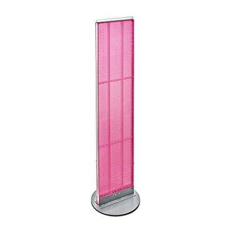 Pink Pegboard Floor Display Stand 13.5 W x 60 H Inches on Revolving Base