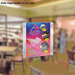 Acrylic Clear Sign Holder 8.5 W x 11 H Inches with Suction Cups - Count of 2