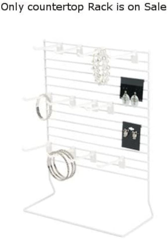 White Wire Countertop Display Rack 12 W x 15 H Inches with 12 Peg Hooks