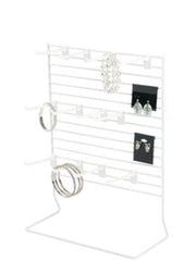 White Wire Countertop Display Rack 12 W x 15 H Inches with 12 Peg Hooks