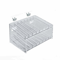 2 Tier Display Tray in Clear 12 W x 8.5 D x 6.5 H Inches with U Hooks