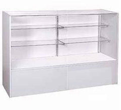Full Vision Glass Display in Gray 38 H x 18 D x 48 L Inch with Split Glass Shelf