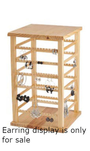 Natural Wood Earring Display 9.375 W x 9.375 D x 16.375 H Inches