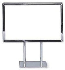 Double Side Sign Holder in Chrome 7 H x 11 W Inches with Twin Stem