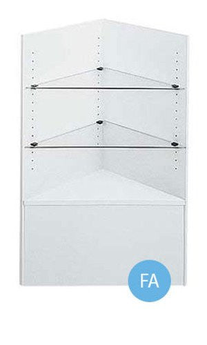 90 Degree Corner Display Cases in Gray 38 H x 18 D x 48 L Inches with 2 Shelves