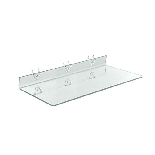 Acrylic Clear Shelf 20 W x 2 H x 8 D Inches for Pegboard and Slatwall - Lot of 4
