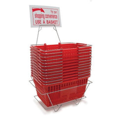 Shopping Basket Set in Red 17 W x 12 D x 8.5 H Inches with Stand - Pack of 12