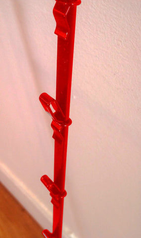 Single Strip Hanging Snack Display Rack with 12 Clip in Red - 30 Long Inches