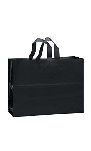 Black Paper Large Shopping Bags 16 W x 6 D x 12 H Inches - Case of 100