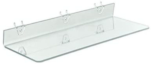 Acrylic Clear Shelf 20 W x 2 H x 6 D Inches with Plastic Hook - Count of 4