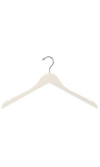 Wooden Dress Hanger in Ivory 17 Inches Long with Silver Hook - Pack of 50