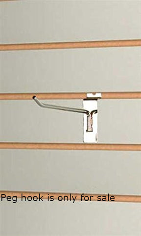 Peg Hook in Chrome 4 Inches Long for Slatwall - Pack of 25