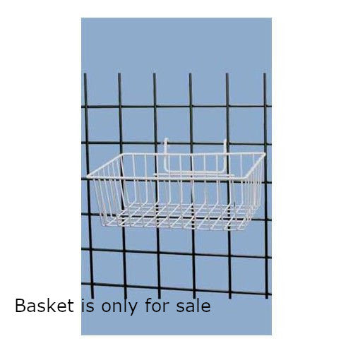 Mini Wire Basket in White 12 L x 8 W x 4 D Inches for Gridwall - Box of 3