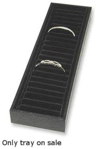 Jewelry Tray in Black Velvet 4 W x 14 L x 1 D Inches with 21 Slot Inserts