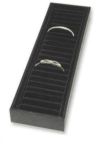 Jewelry Tray in Black Velvet 4 W x 14 L x 1 D Inches with 21 Slot Inserts